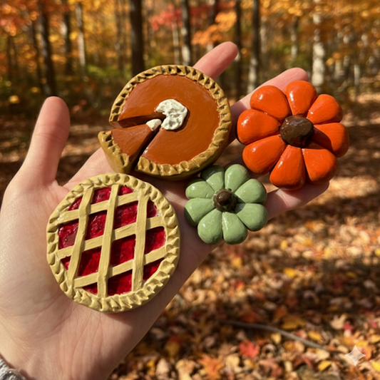 Pie and Pumpkin Clay Magnets